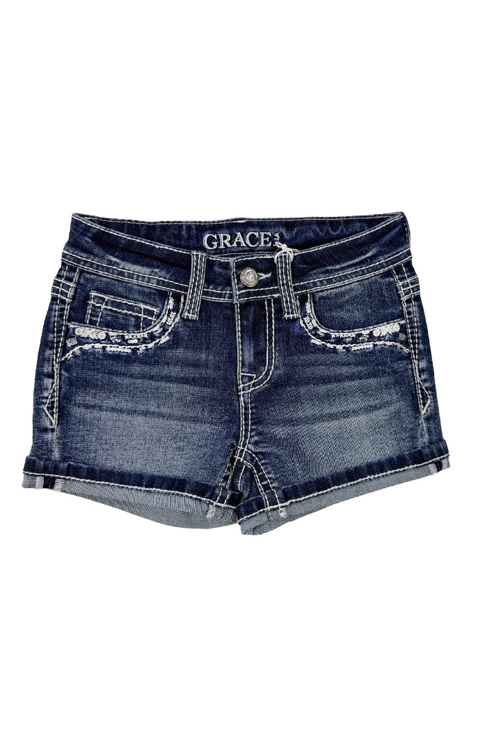 Border Embroidery  Girl Denim Short Grace in LA