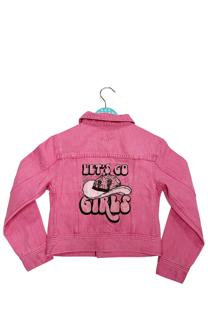 "Let's Go" Embroidery Pink Girl Jacket | GJ-S755