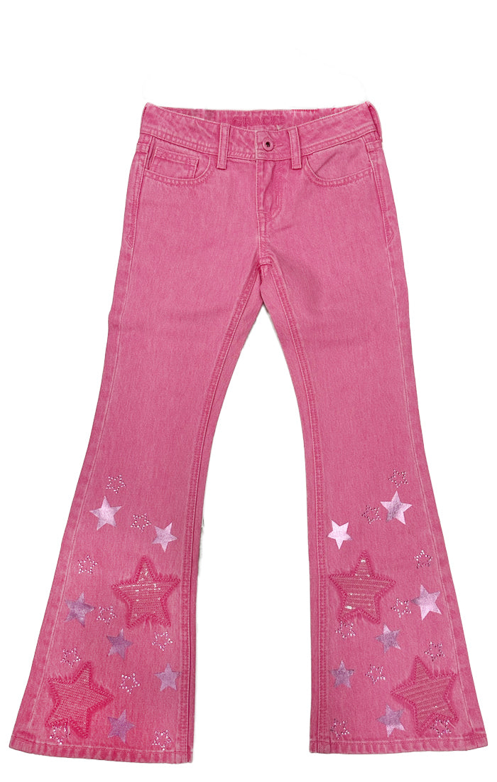 Stars Barbie Pink Girls Flare Jeans