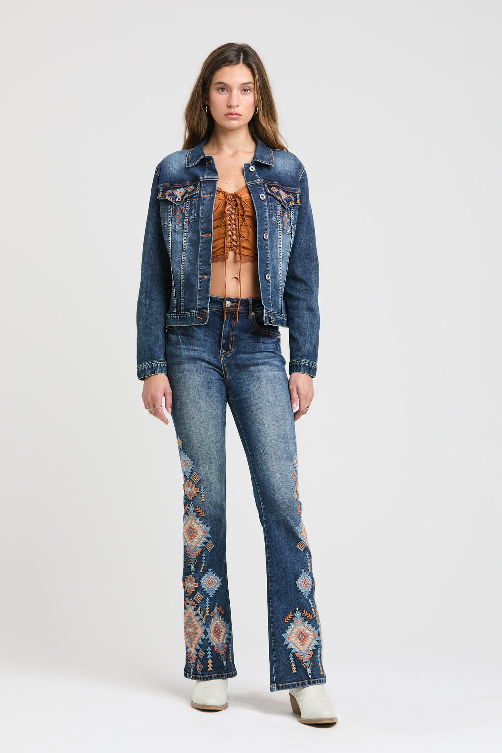 Aztec Embroidered Boho Detail  Flare