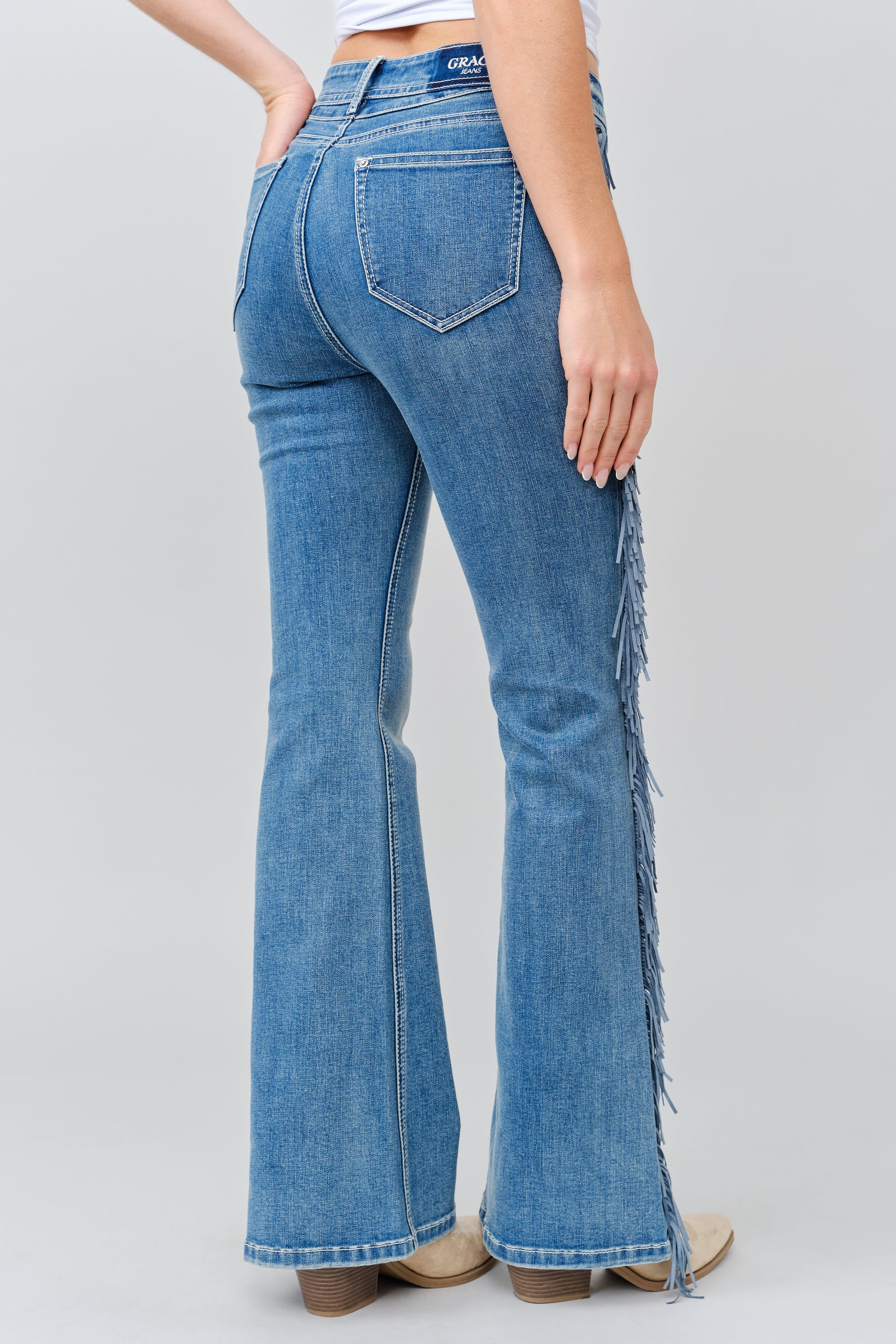 シオンFringe Flared Denim Sサイズ Side Fringe Womens Flare Jeans – Boho Western Fit – Grace in LA