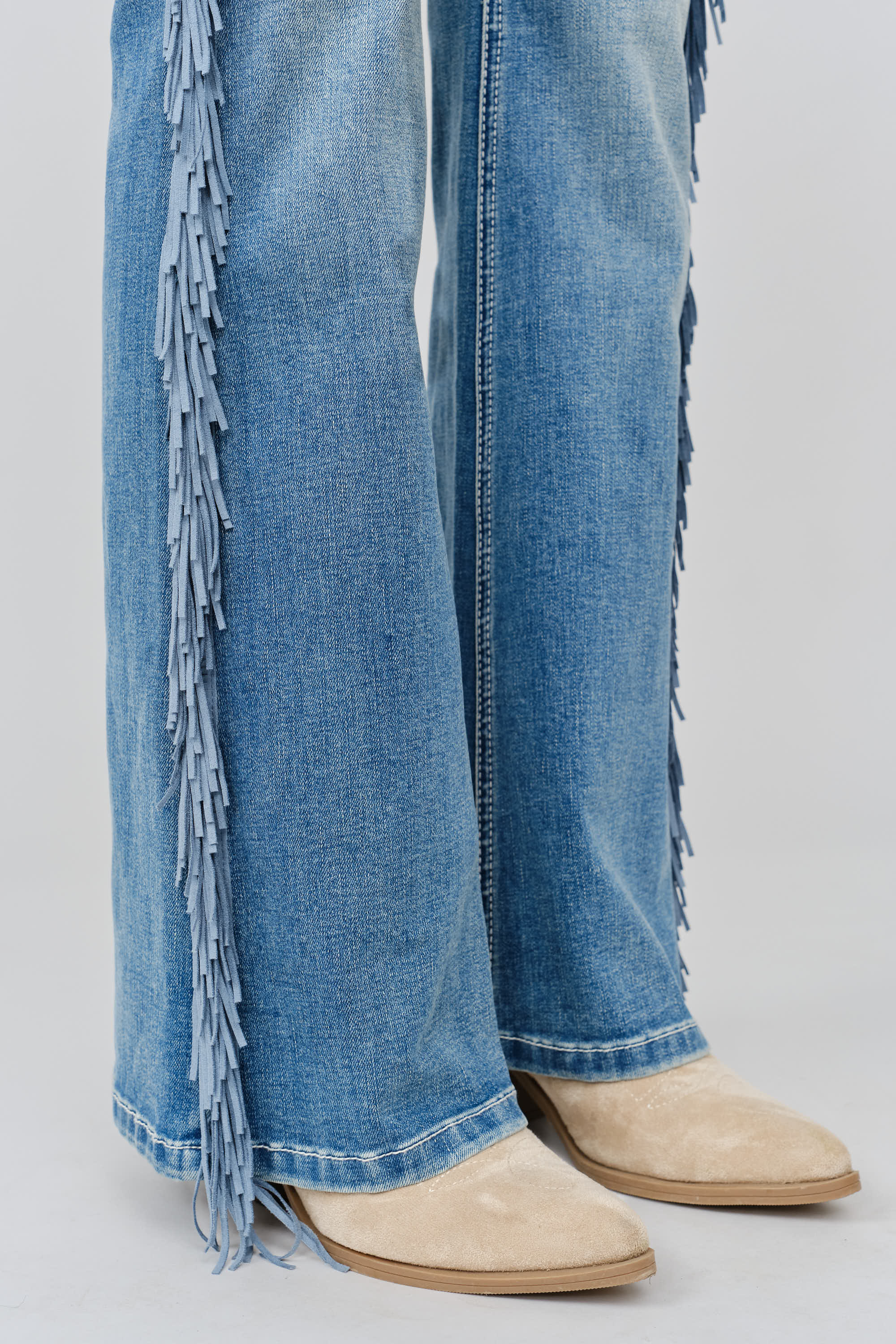 Side Fringe Womens Flare Jeans – Boho Western Fit – Grace in LA
