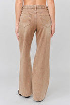 Grace in LA women's light wash flare jeans, full-length back view with a fitted hip and flared leg