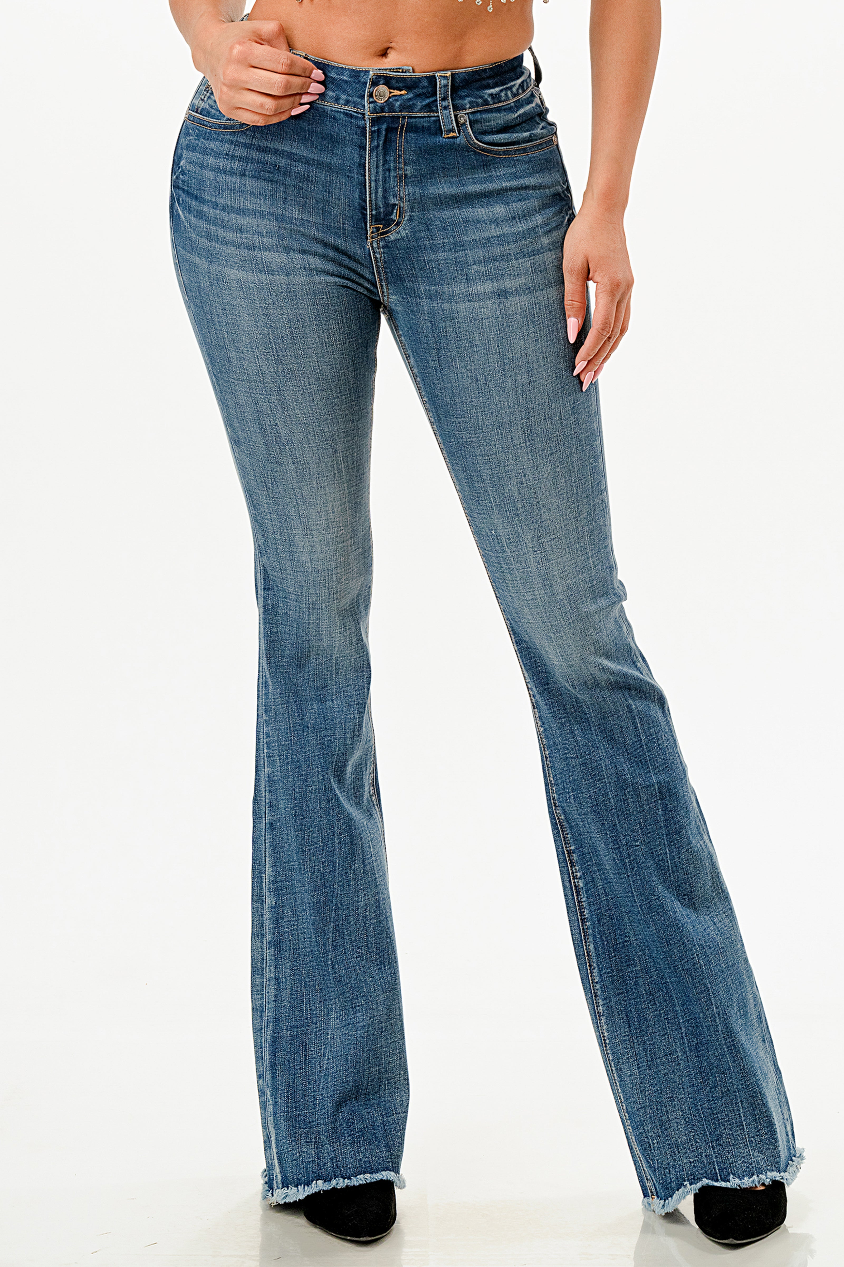 Embroidered Detail High Waist Flare
