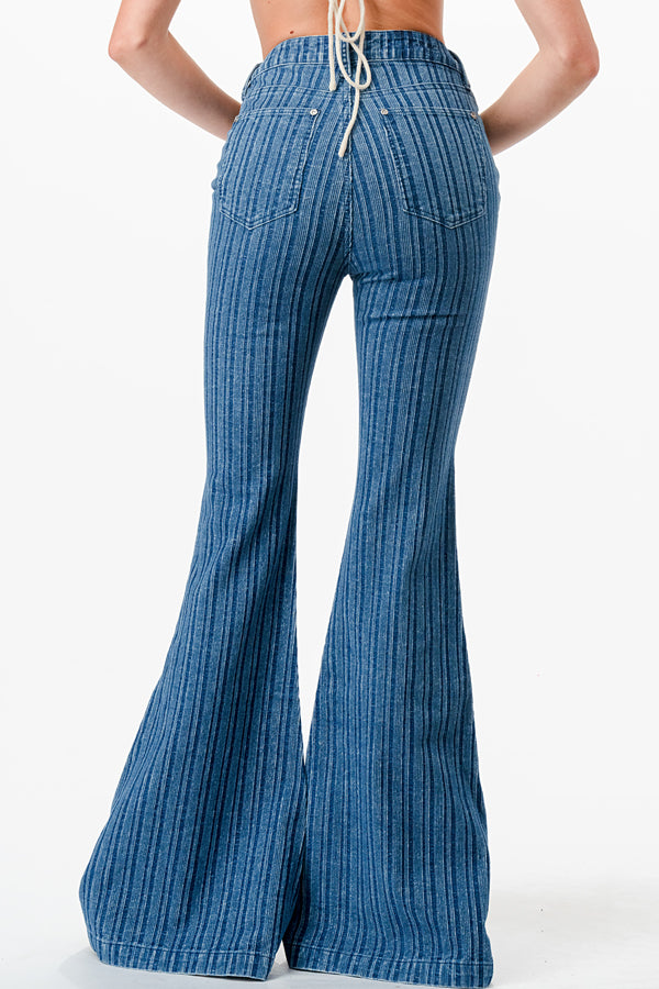 Corduroy Fabric High Waist Flare Jeans