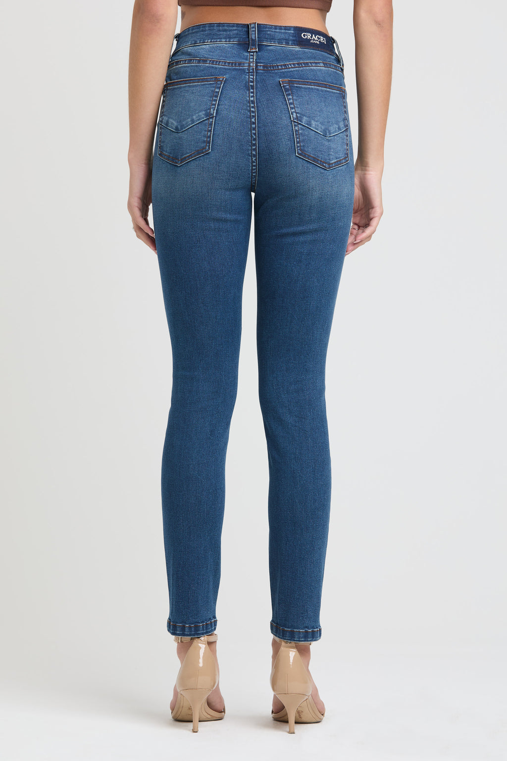 Basic Cutting Detail Skinny Jeans