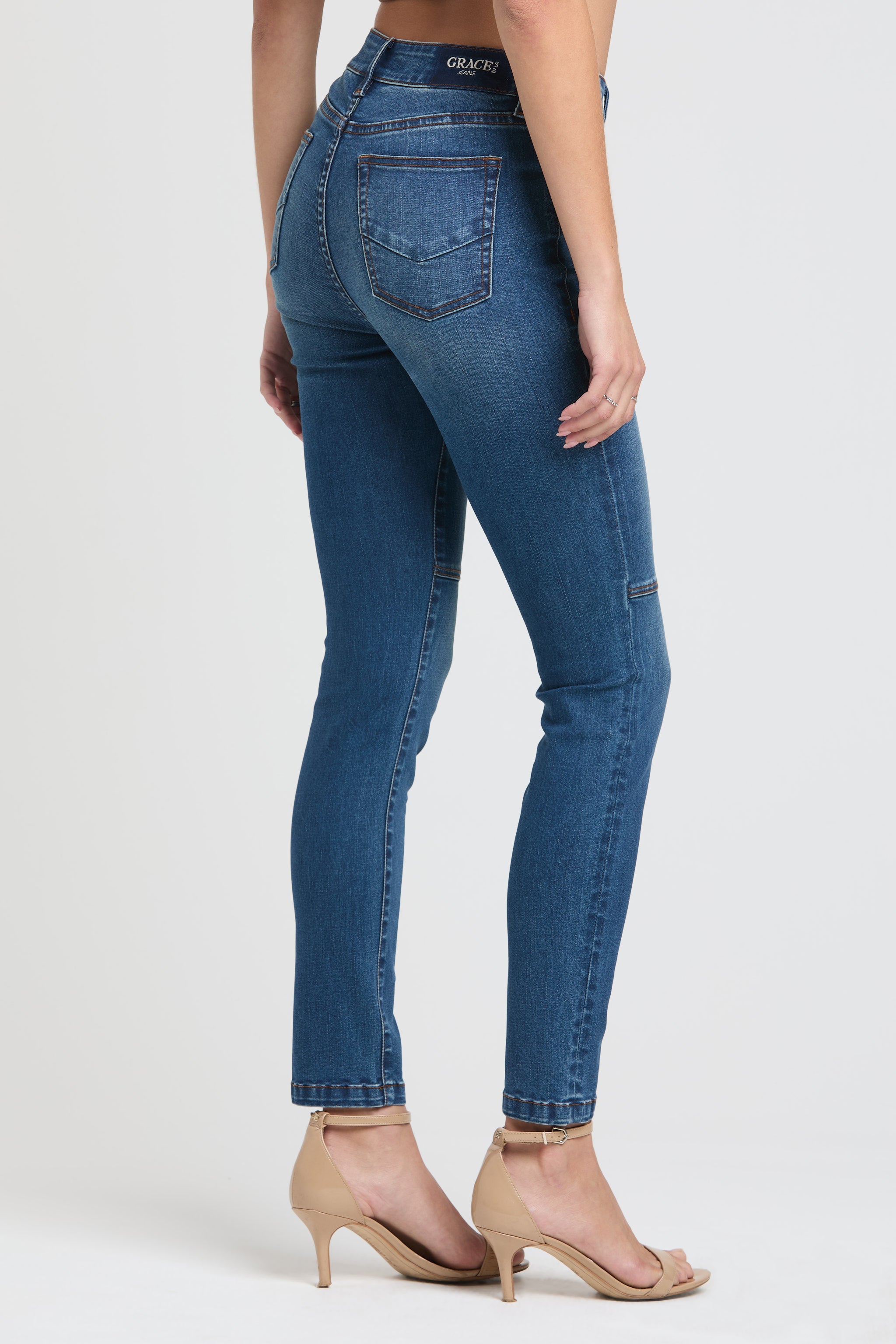 Basic Cutting Detail Skinny Jeans