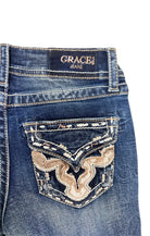 Horse Hide Trim Faux Flap A little Girls Bootcut Jeans Grace in LA GIRLS