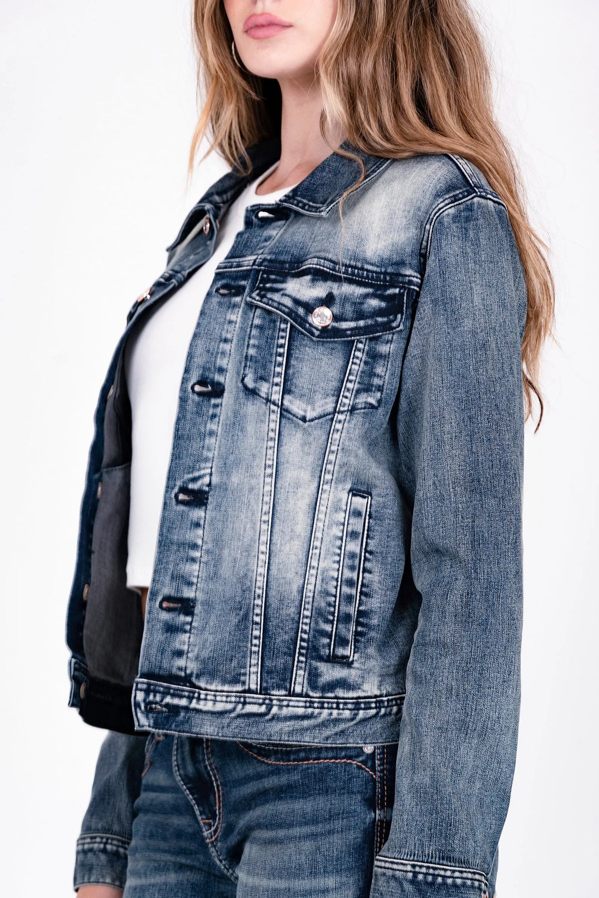 Black Embroidered Sequin Parka Denim Jacket - Laicee