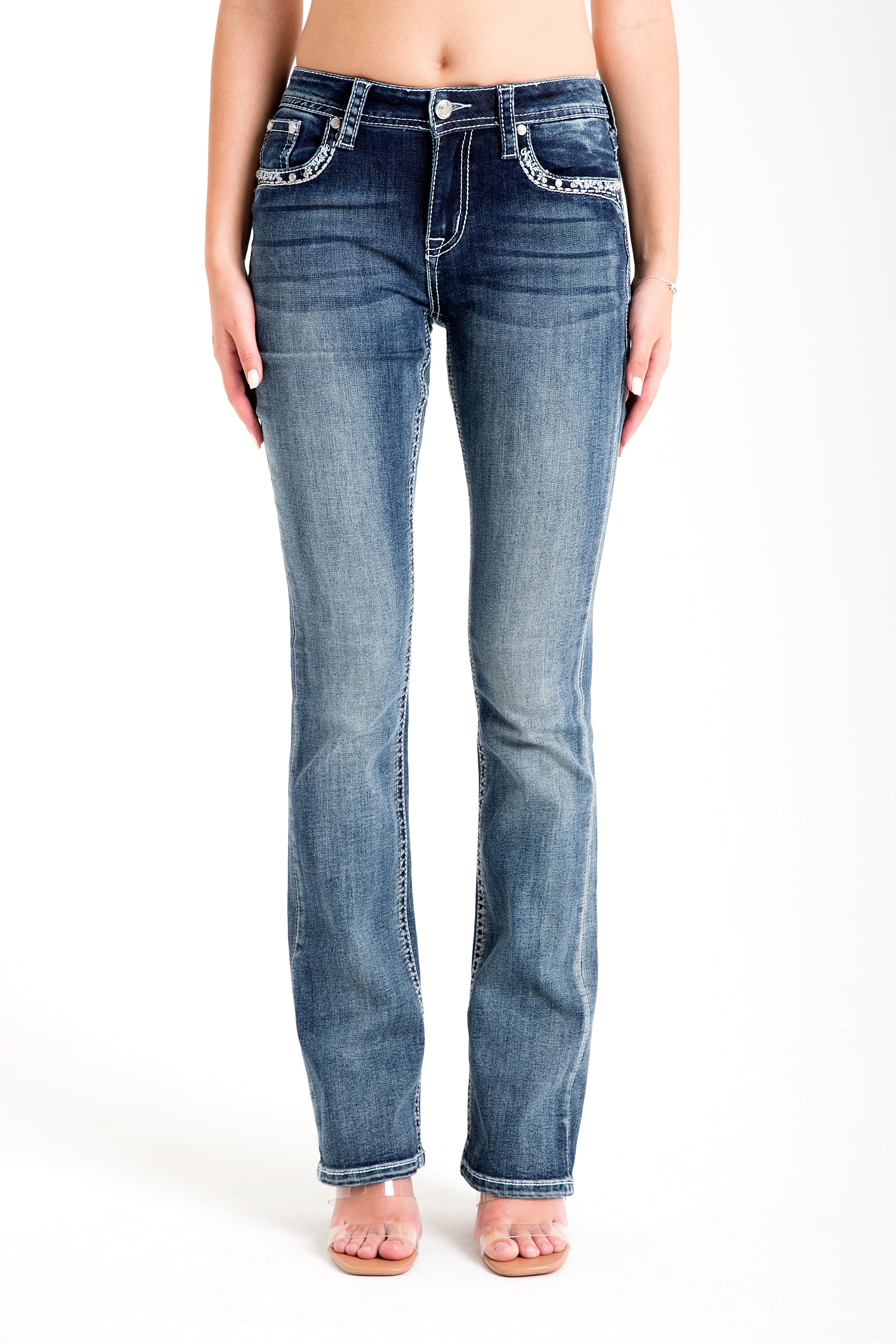 Buckle outlet boot cut jeans