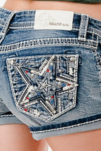 A Big Star Embroidery Low Rise Jean Shorts