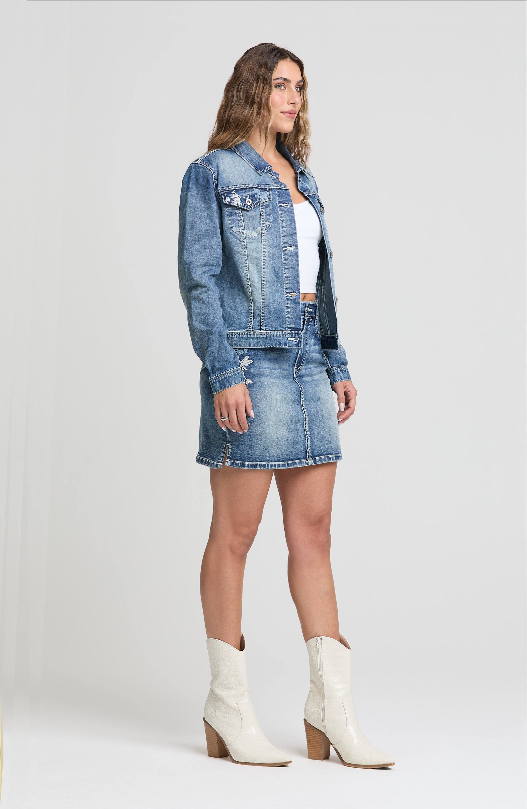 レディース rosarymoon Denim Jacket Denim skirt
