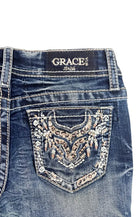 Steer Head Leopard Trims A little Girls Bootcut Jeans Grace in LA GIRLS