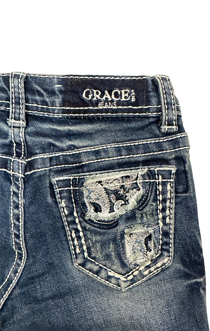 Paisley Detail  Embroidery Girls Bootcut Jeans