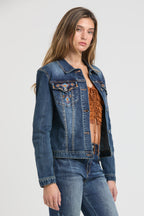 Aztec Colorful Embroidery Women's Denim Jacket