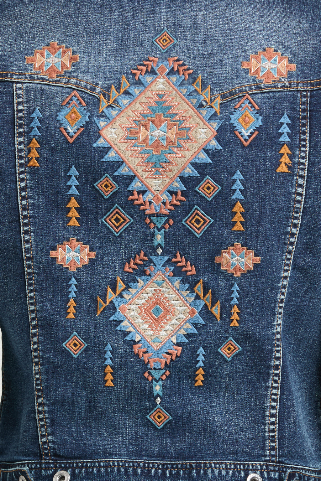 Aztec Colorful Embroidery Women's Denim Jacket