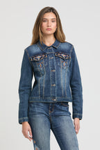 Aztec Colorful Embroidery Women's Denim Jacket