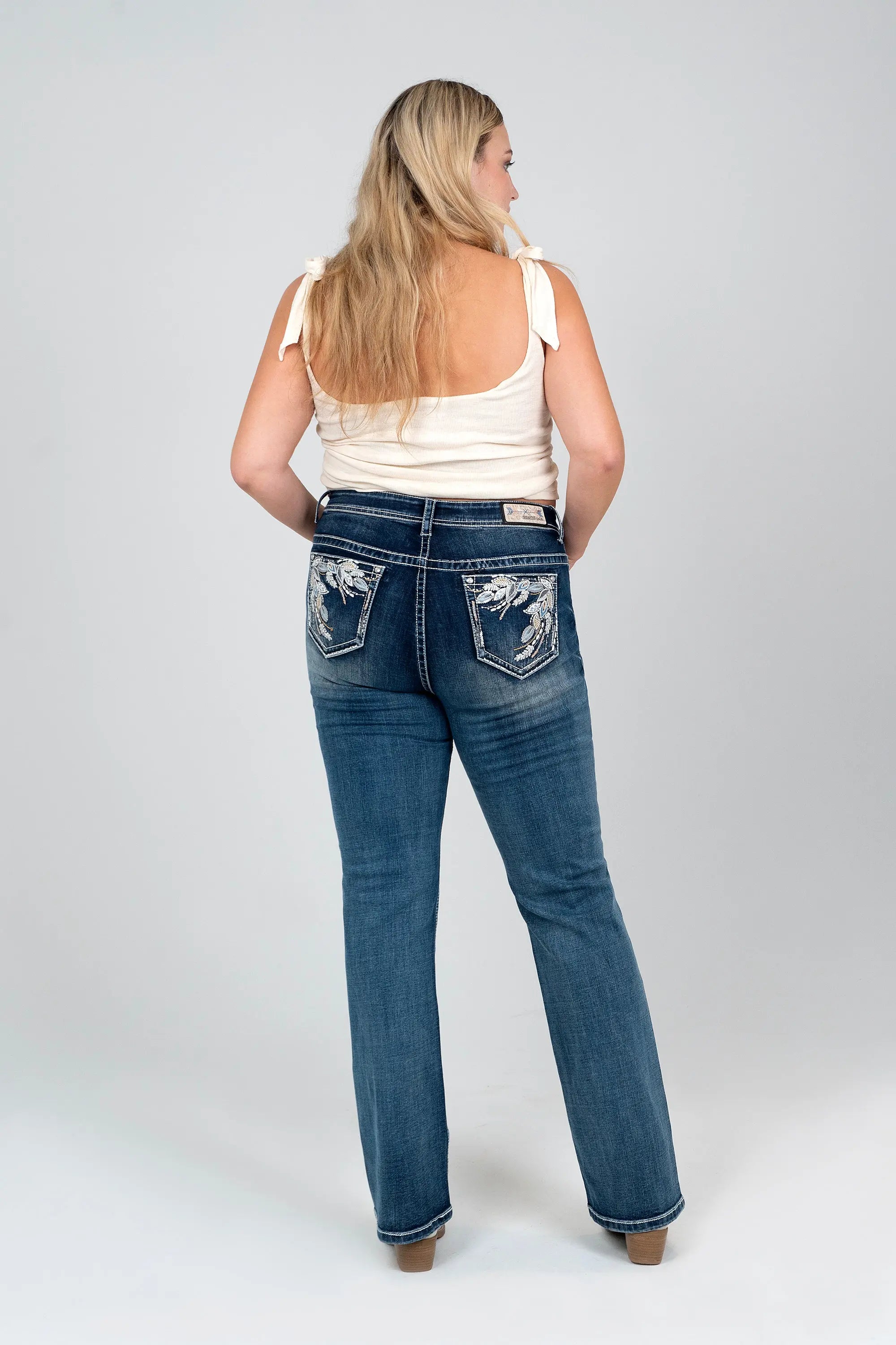 Western Feathers Embellished Women's Plus Size Bootcut Jeans