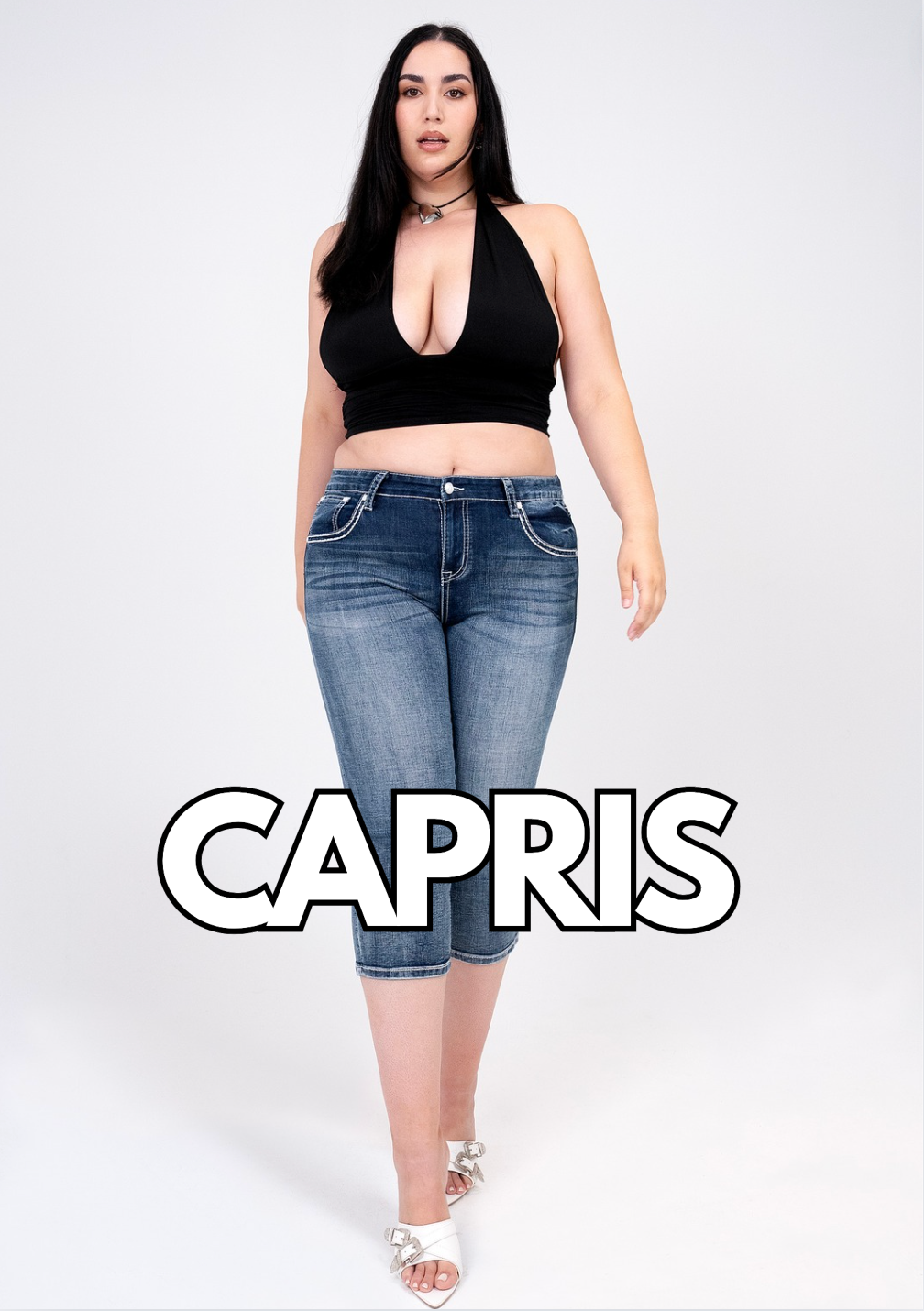 Cheap plus size jean capris hot sale